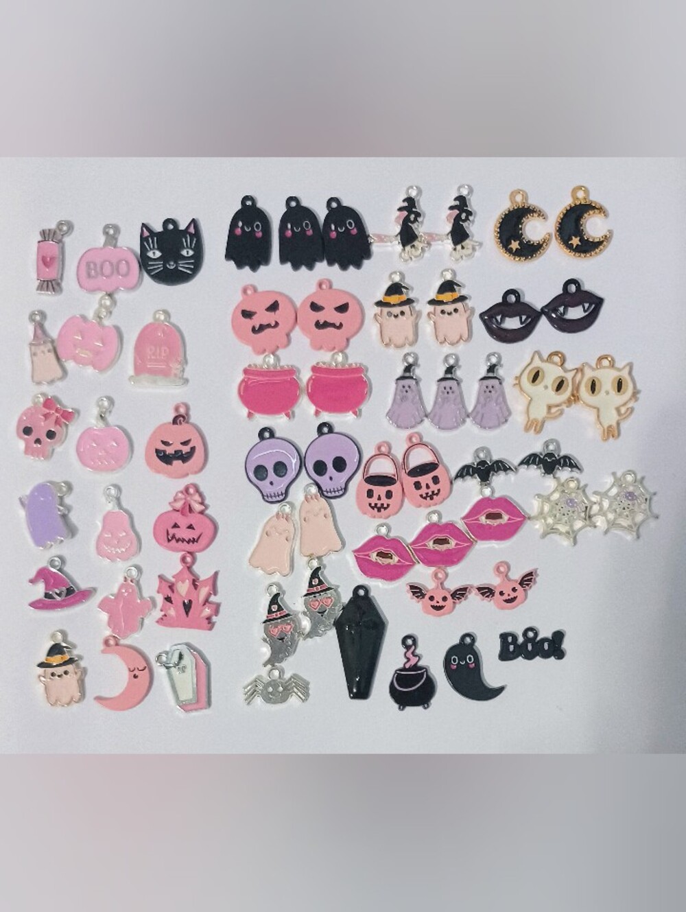Halloween Enamel Pink Charms jewelry making 60pcs